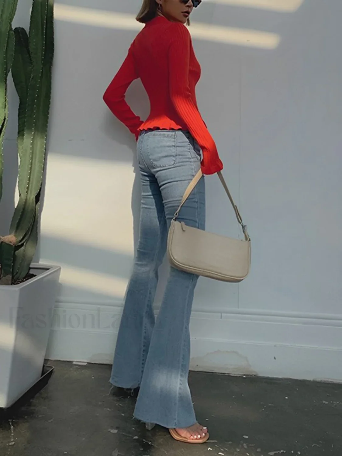 Ruffled Trim Pearl Button Long Sleeve Cardigan - Image 3