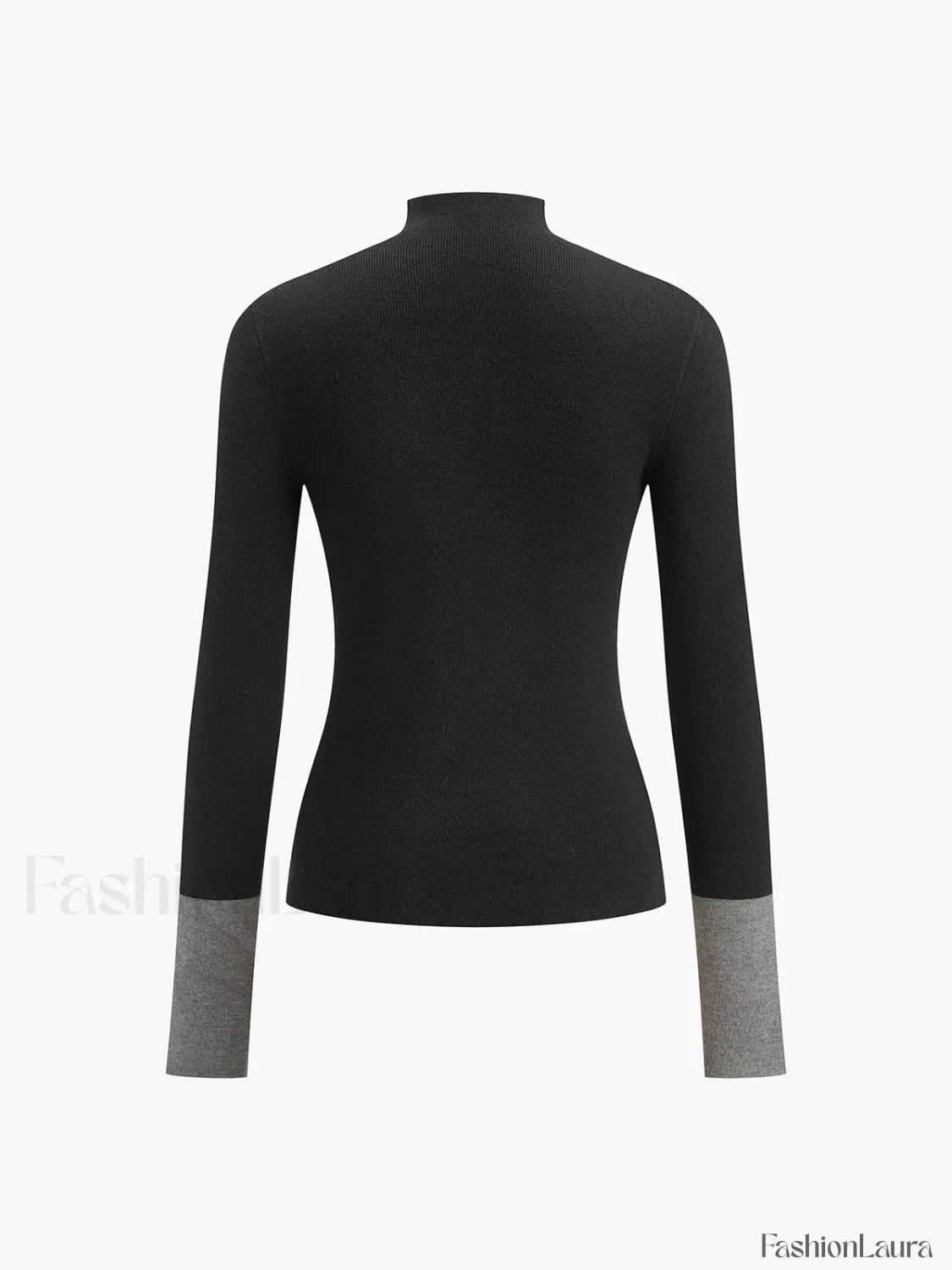 Long Sleeve Contrast Cuff Knit Top - Image 30