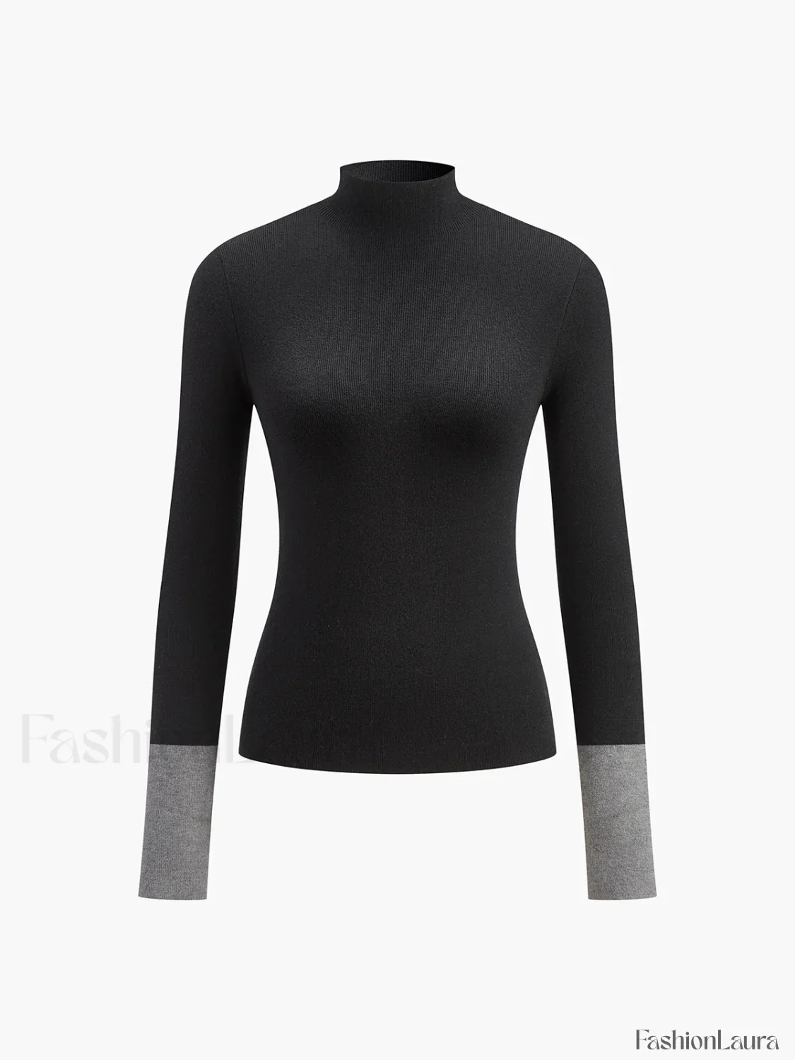 Long Sleeve Contrast Cuff Knit Top - Image 31