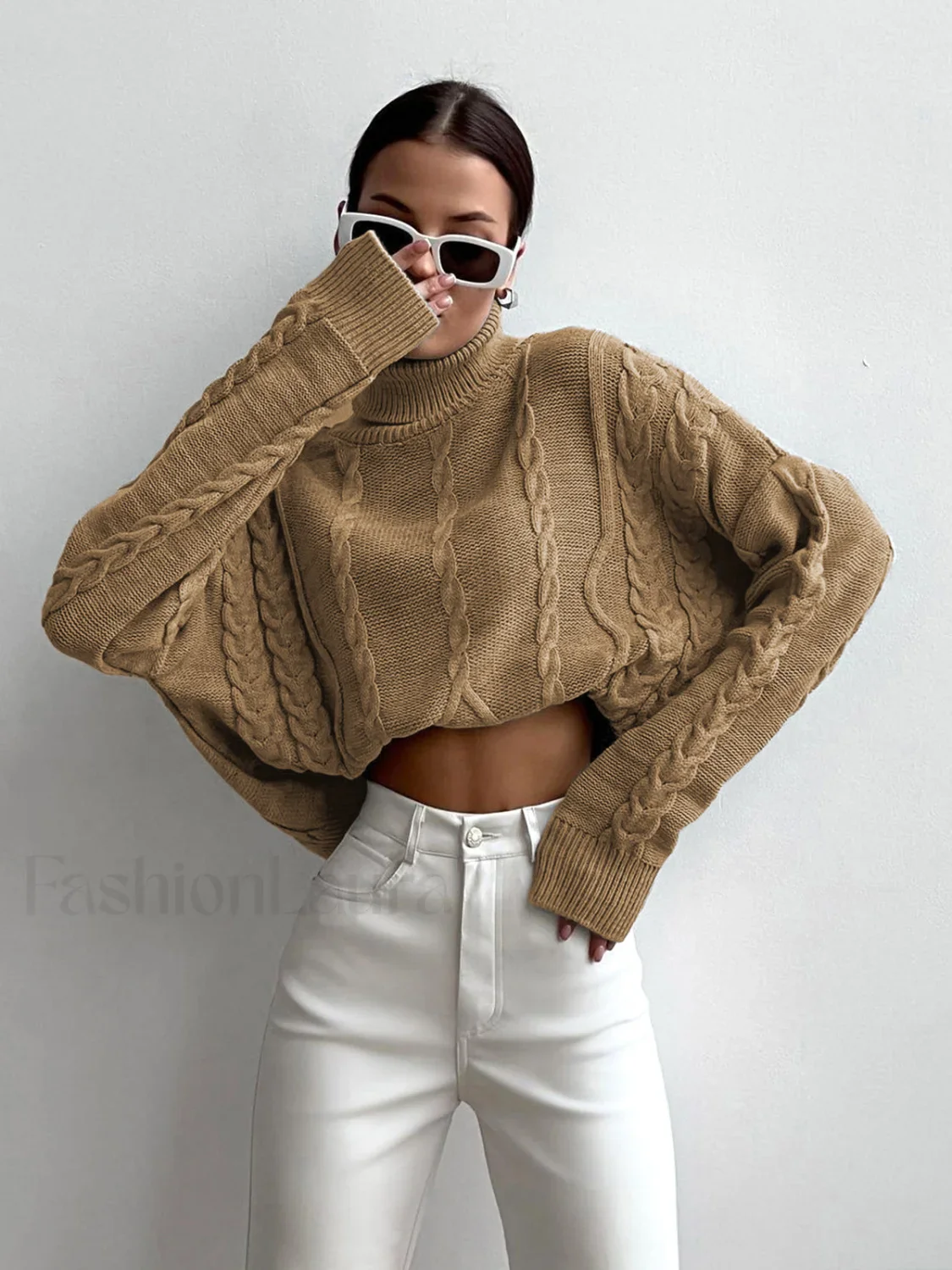 Cable Knit Turtleneck Oversized Sweater - Image 9