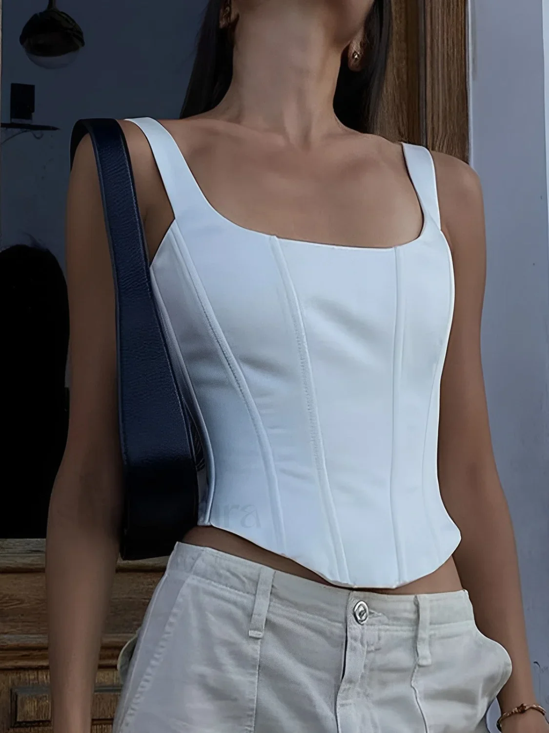 Ivory Glow Tied Crop Corset Top - Image 8