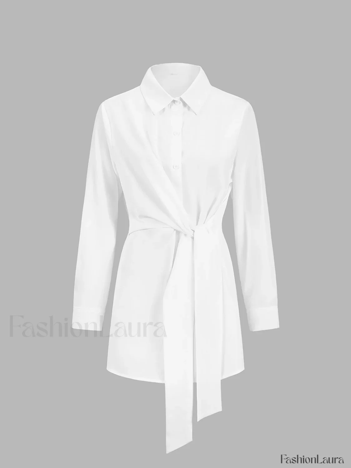 Semi-Sheer Button Down Tied Long Shirt - Image 13