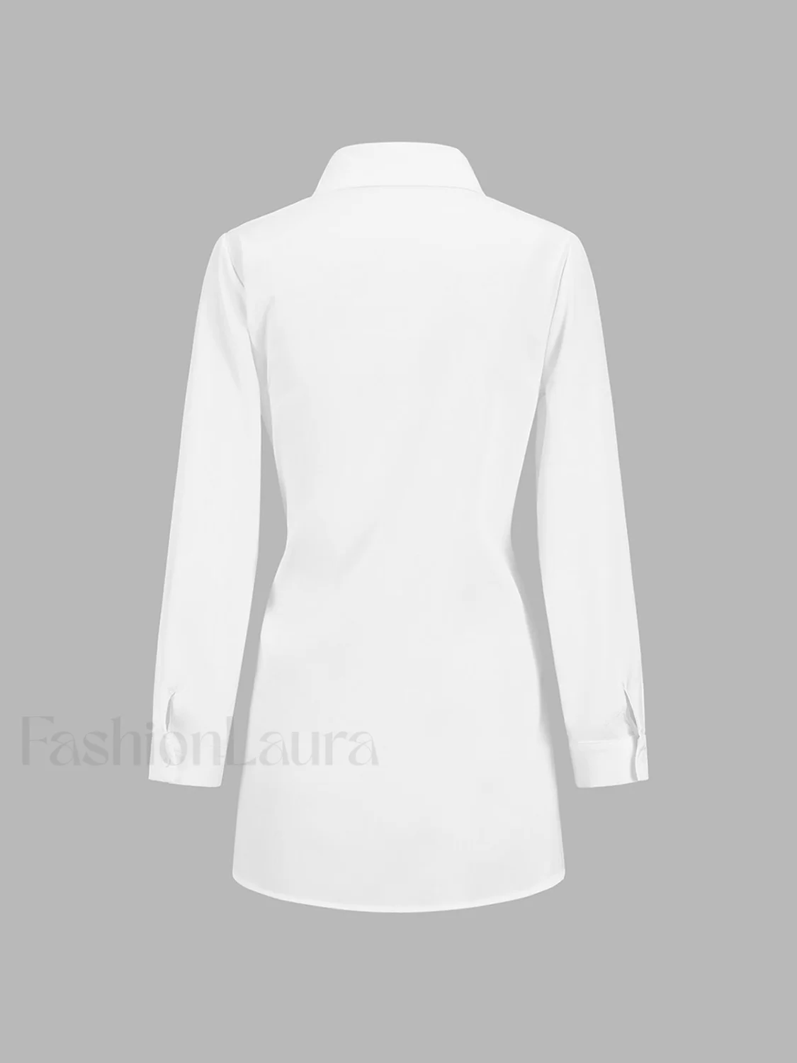 Semi-Sheer Button Down Tied Long Shirt - Image 3