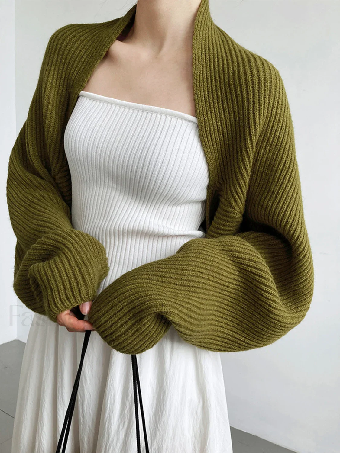 Solid Open-Front Shrug Sweater - Image 8