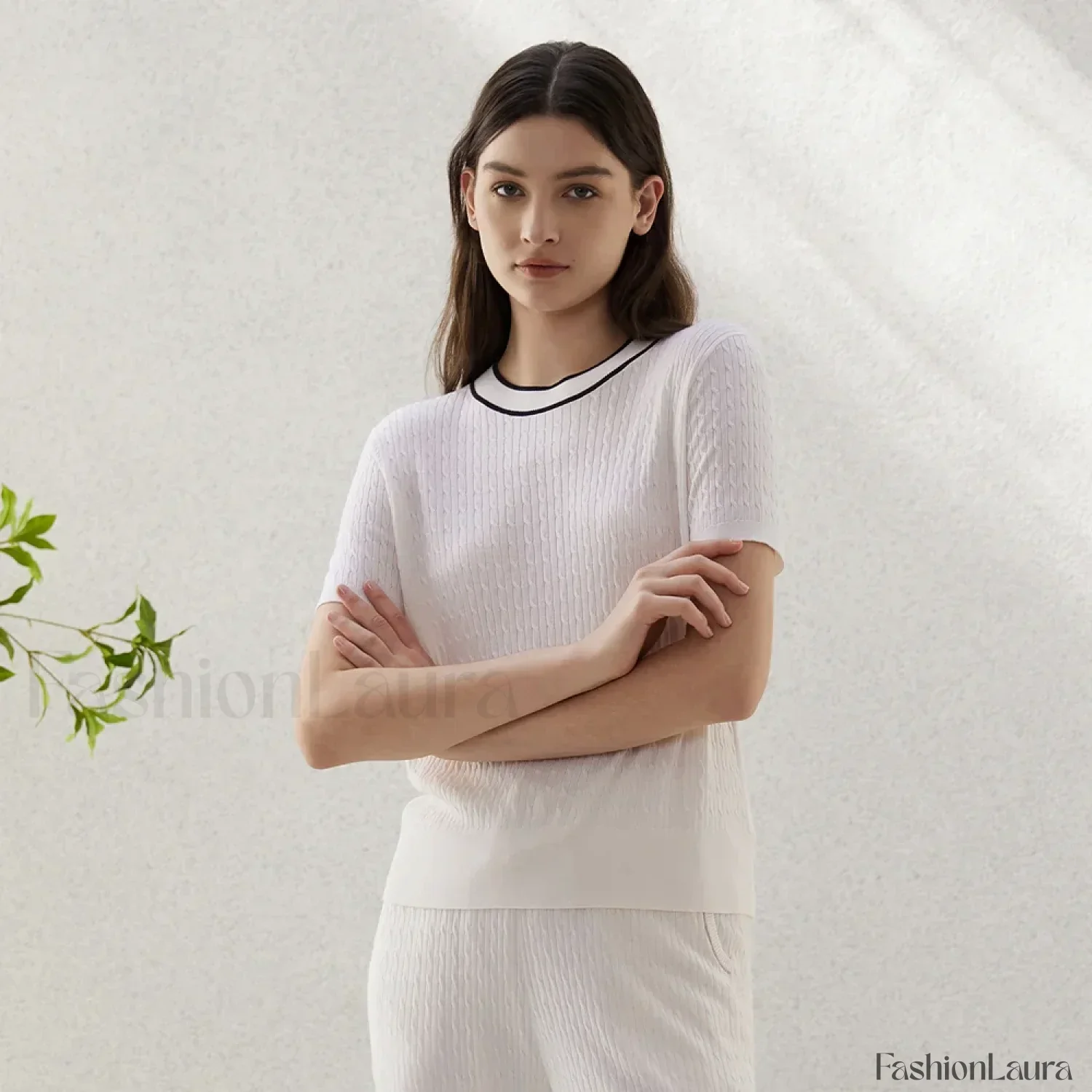Crew Neck Wool Silk Knitted T-Shirt - Image 18