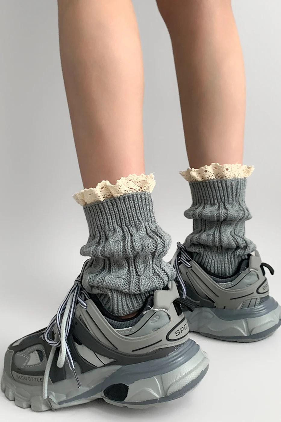 Crochet Lace Trim Cable Knit Boot Cuffs - Image 7
