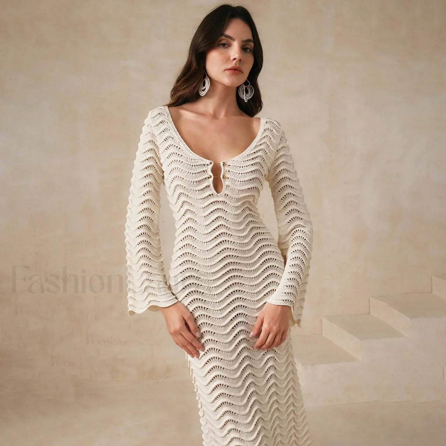 Crochet Net Maxi Dress Cover Up - Image 2