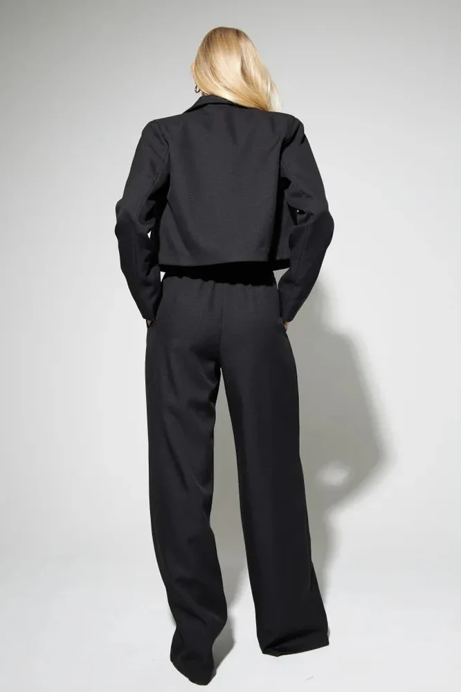 Cropped Fitted Two Piece Blazer Pants Set - Image 7
