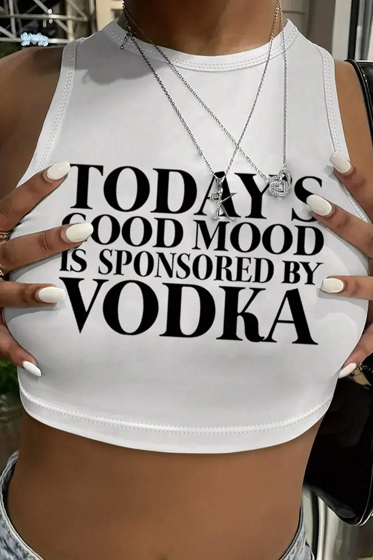 Sexy Bodycon Sleeveless Print Crop Top - Image 3