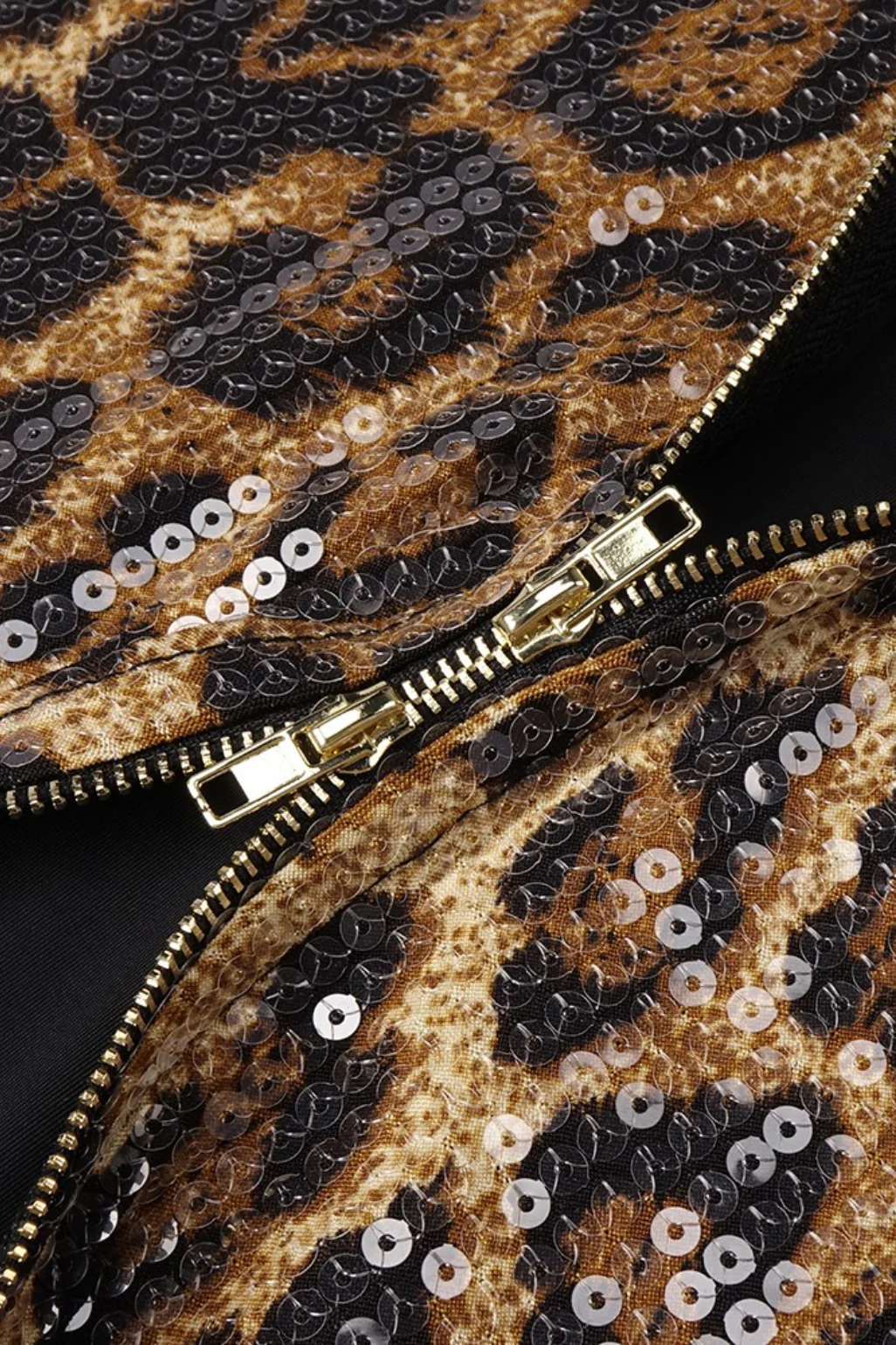 Leopard Sequin Sheer Cape Spaghetti Strap Backless Prom Dress - Image 9