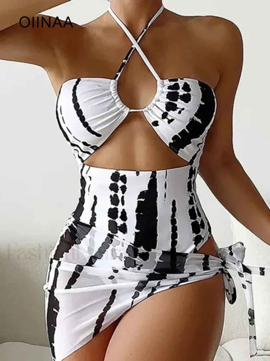 Cross Halter Mini Skirt Three Piece Set