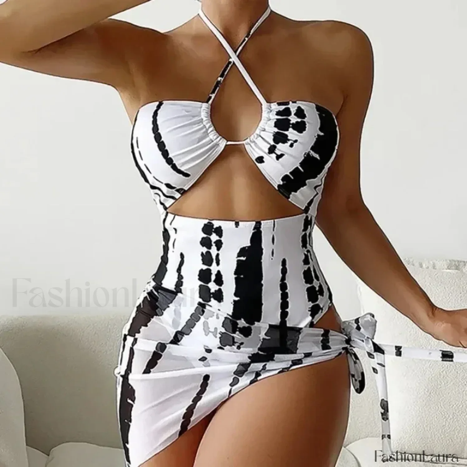 Cross Halter Mini Skirt Three Piece Set - Image 13