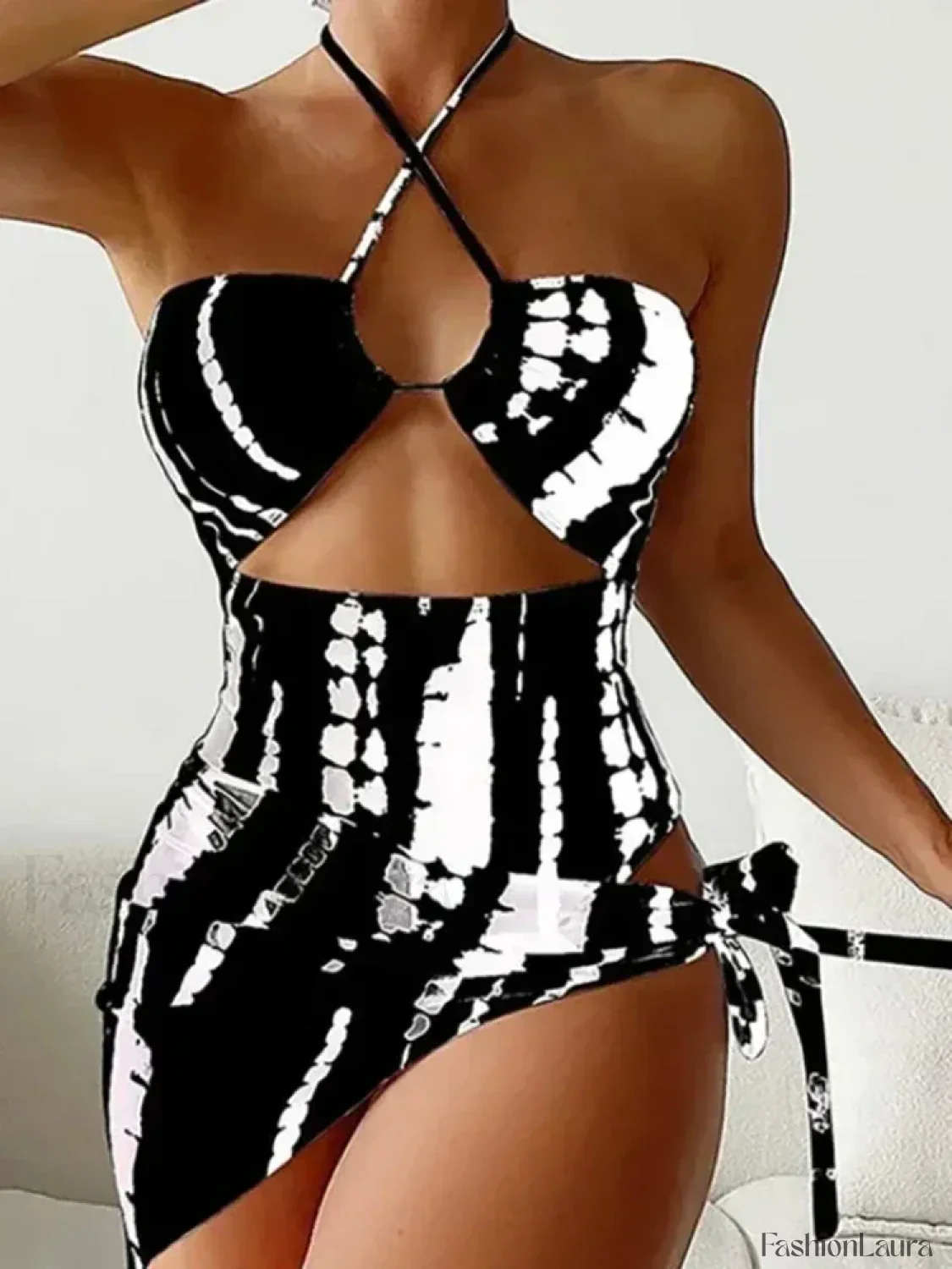 Cross Halter Mini Skirt Three Piece Set - Image 17