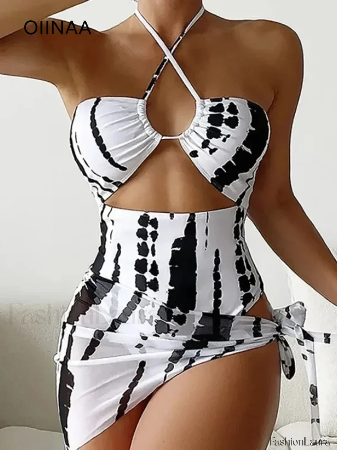 Cross Halter Mini Skirt Three Piece Set - Image 18