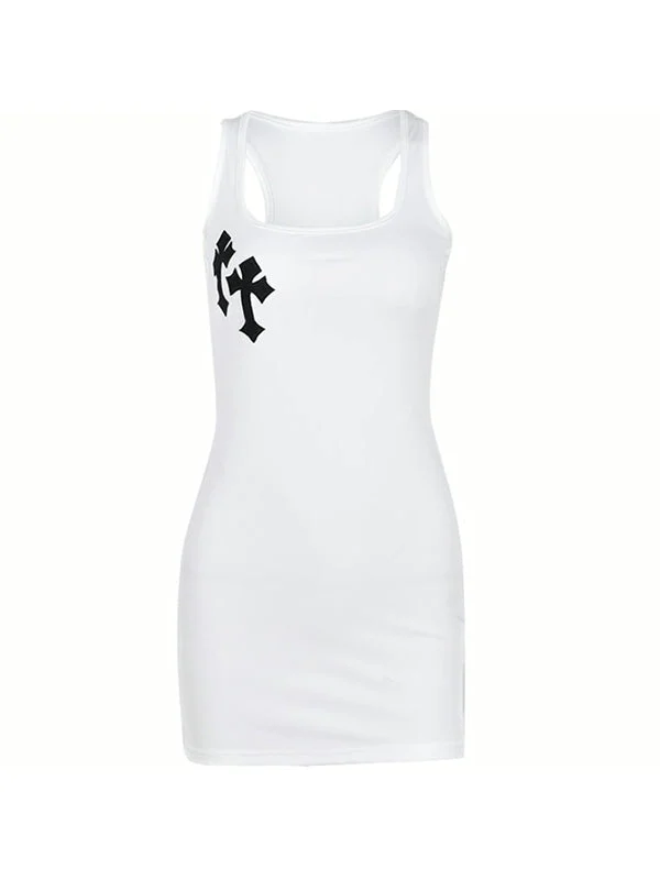Cross Patch Ribbed Tank Mini Dress - Image 14