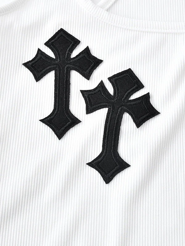 Cross Patch Ribbed Tank Mini Dress - Image 15