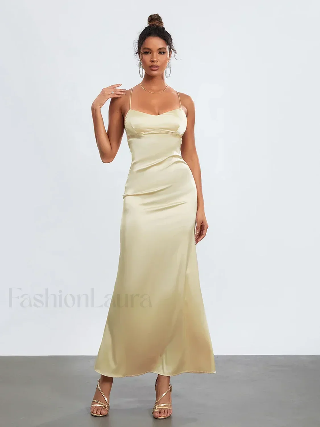 Cross Tie Slip Spaghetti Maxi Dress - Image 3