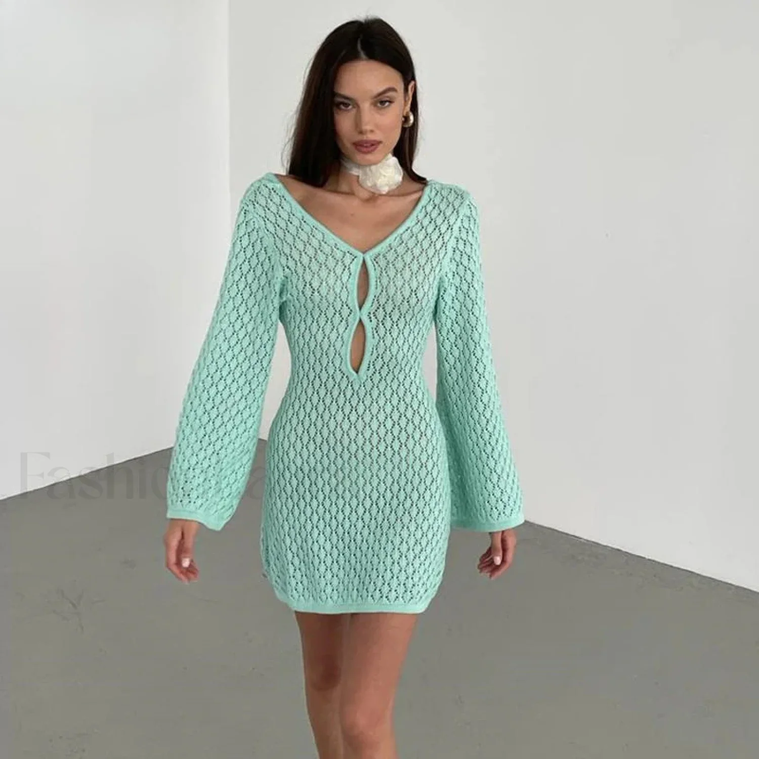 Cut-Out Crochet Tunic Beach Cover Up - Image 12