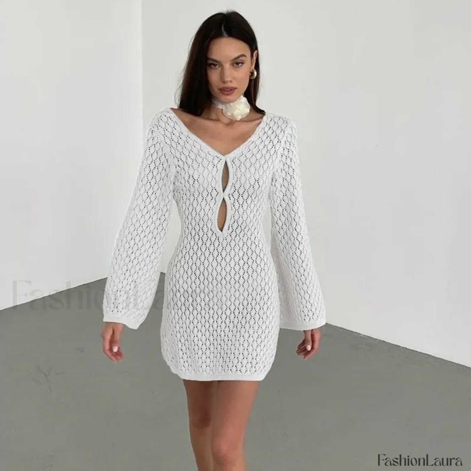 Cut-Out Crochet Tunic Beach Cover Up - Image 15