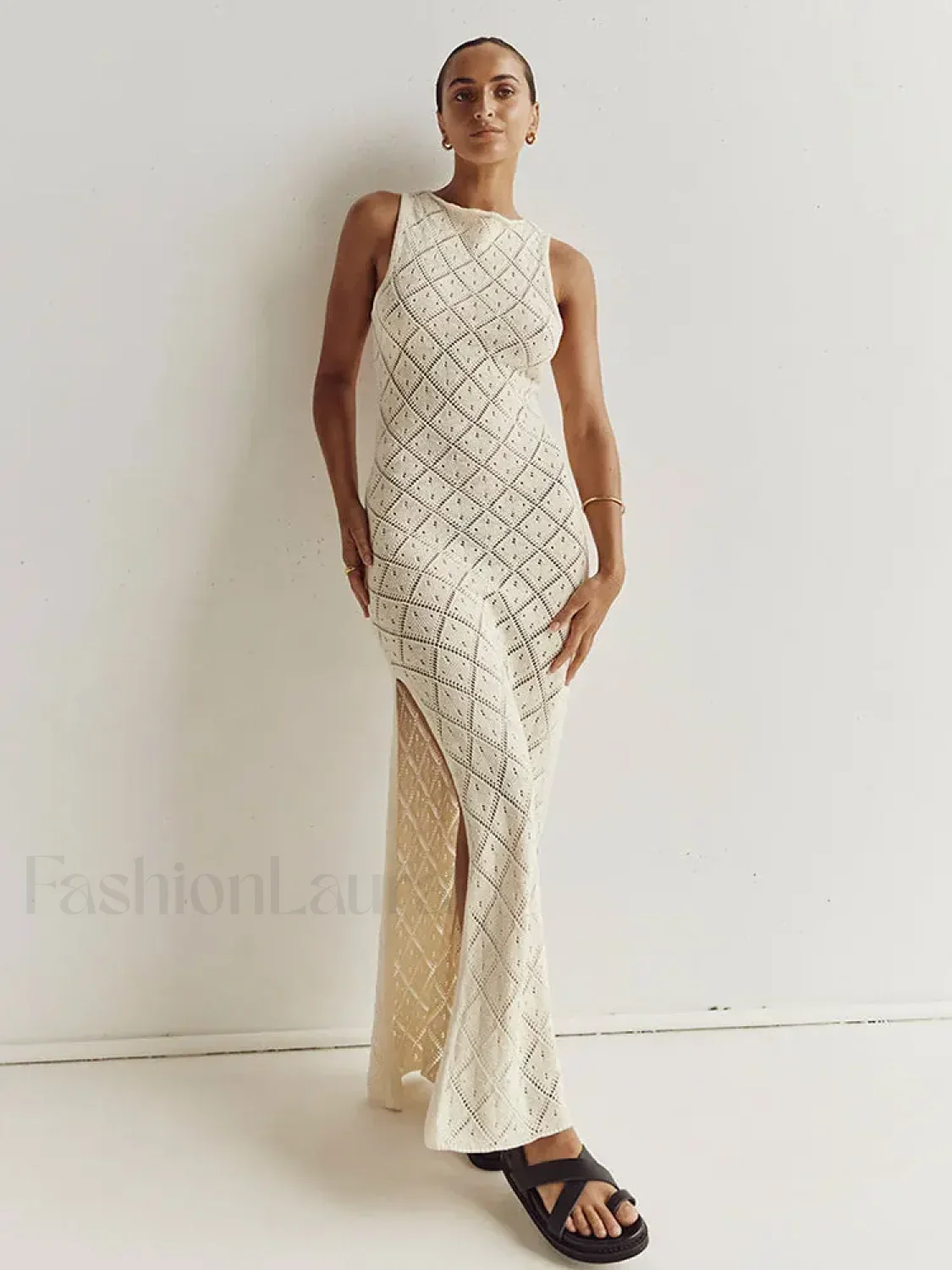 Cut Out Slit Knit Mesh Pareo Tunic Style Cover-ups - Image 13