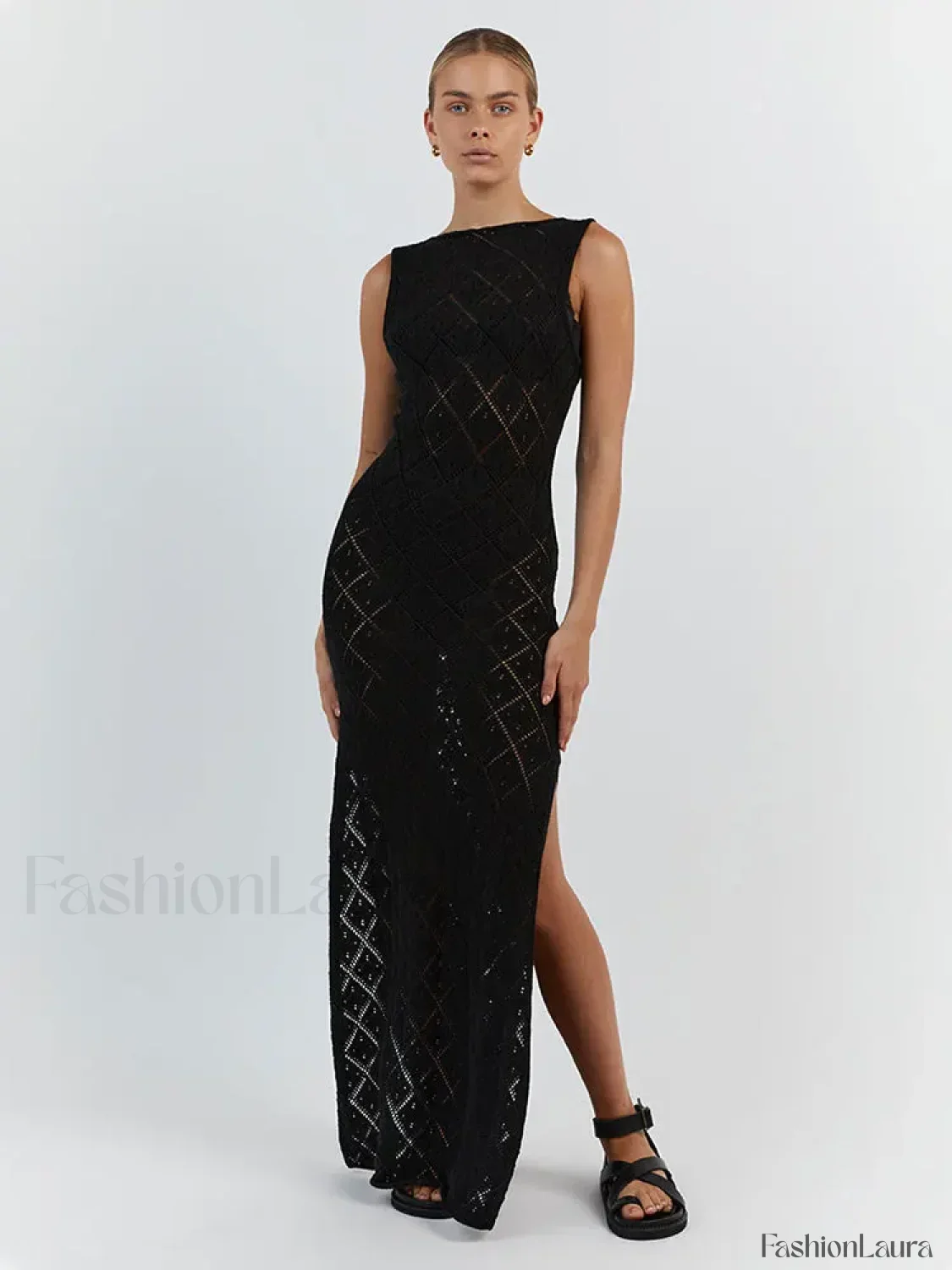 Cut Out Slit Knit Mesh Pareo Tunic Style Cover-ups - Image 17