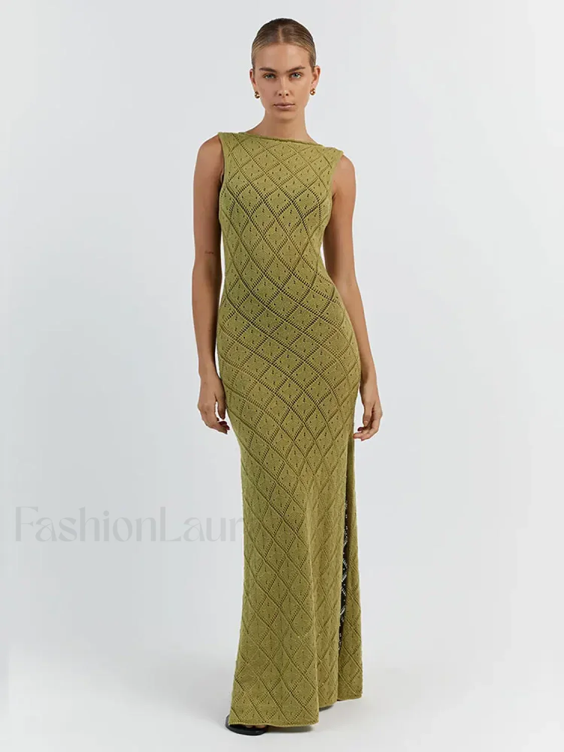 Cut Out Slit Knit Mesh Pareo Tunic Style Cover-ups - Image 3