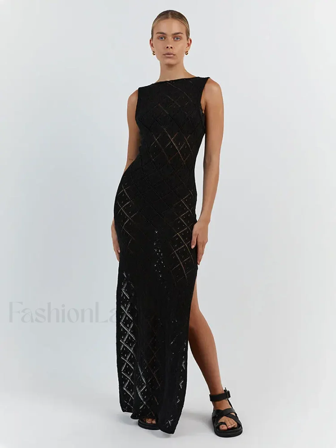Cut Out Slit Knit Mesh Pareo Tunic Style Cover-ups - Image 7