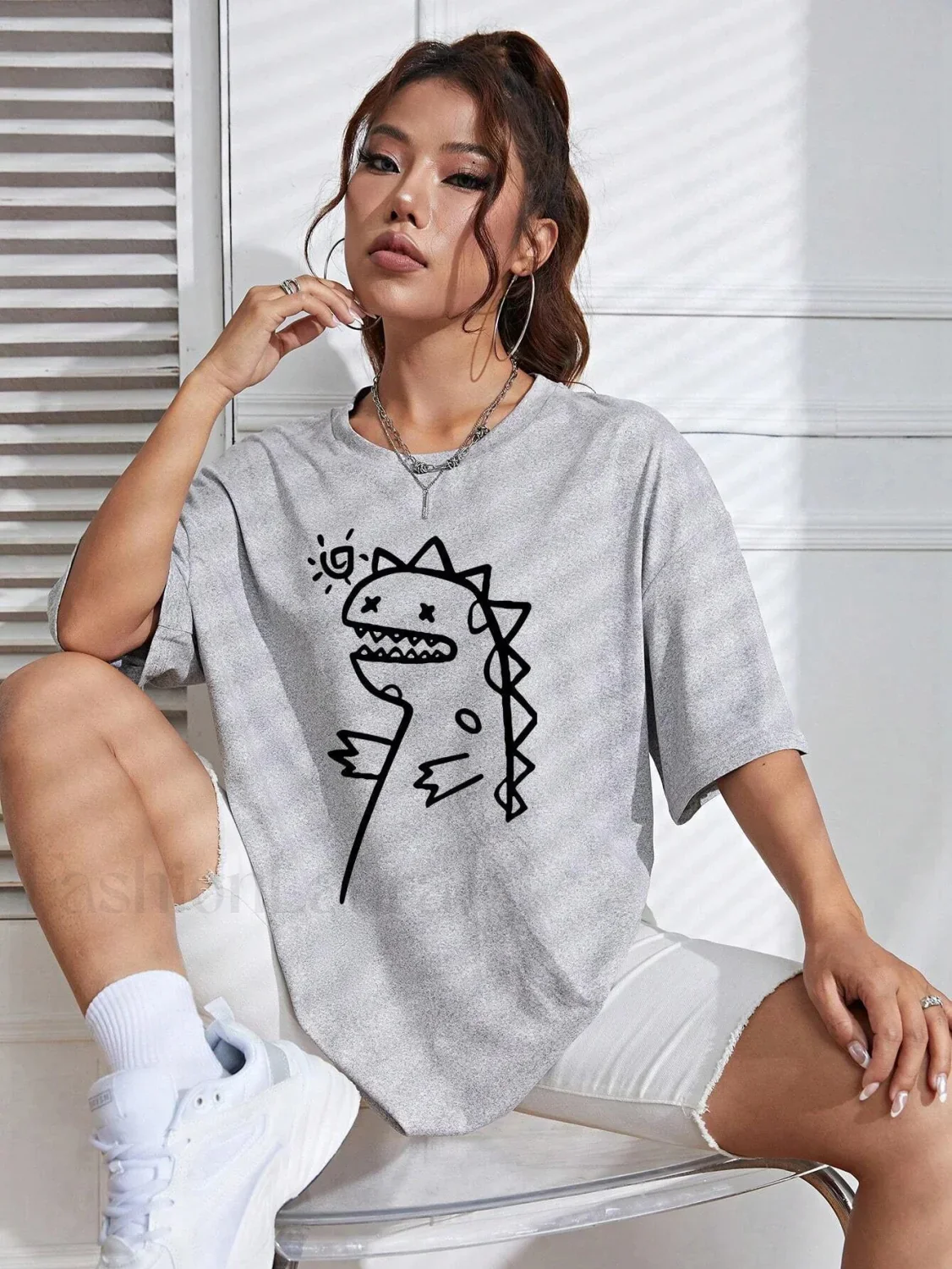 Cute Dinosaurs Printing Casual Street T-Shirt - Image 12