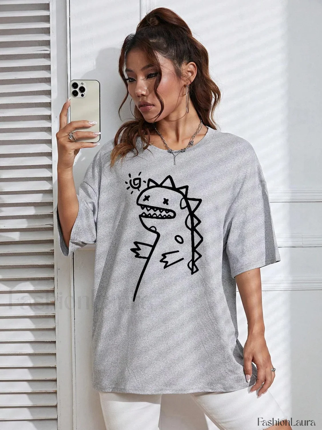 Cute Dinosaurs Printing Casual Street T-Shirt - Image 14