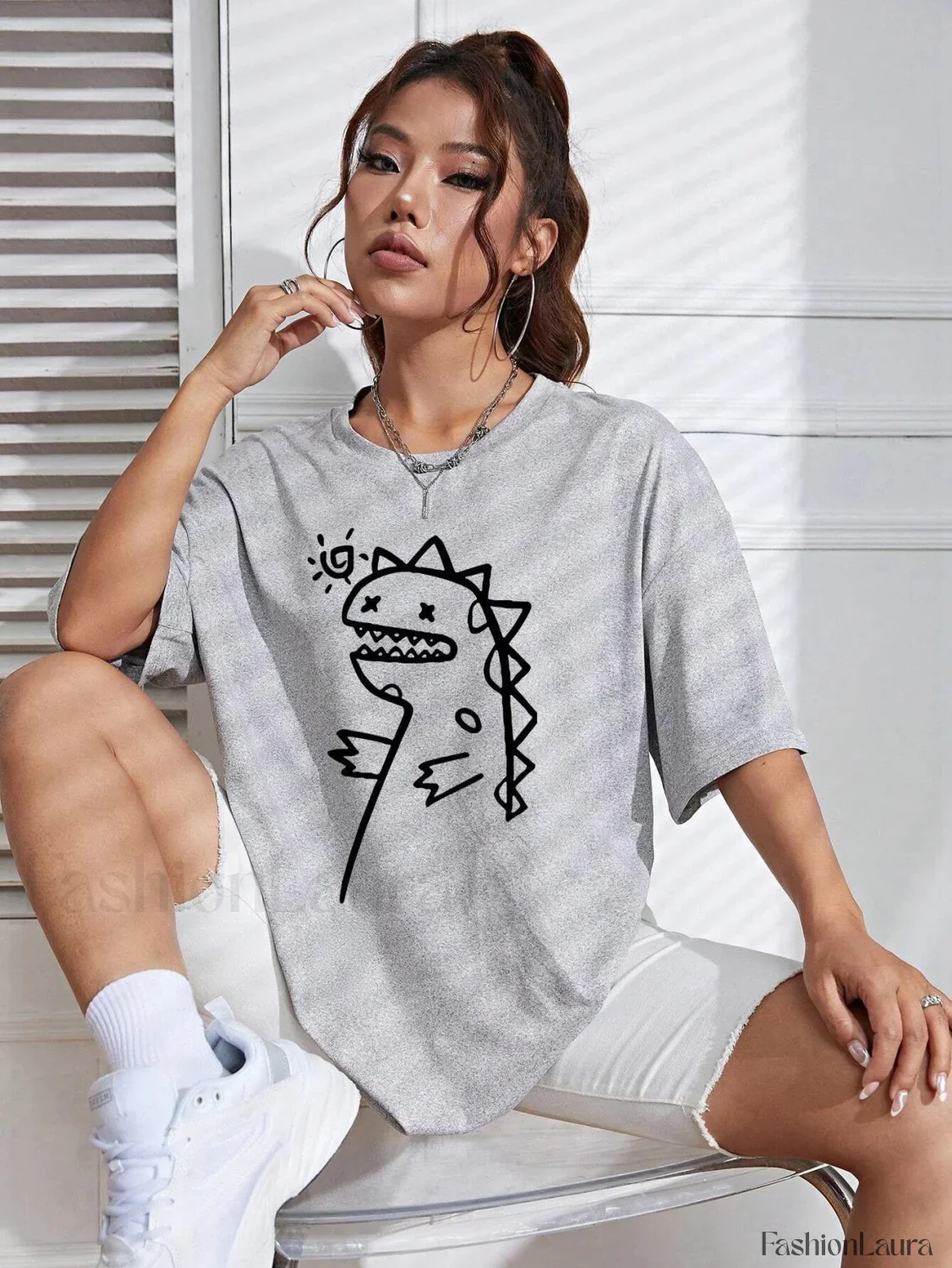 Cute Dinosaurs Printing Casual Street T-Shirt - Image 18
