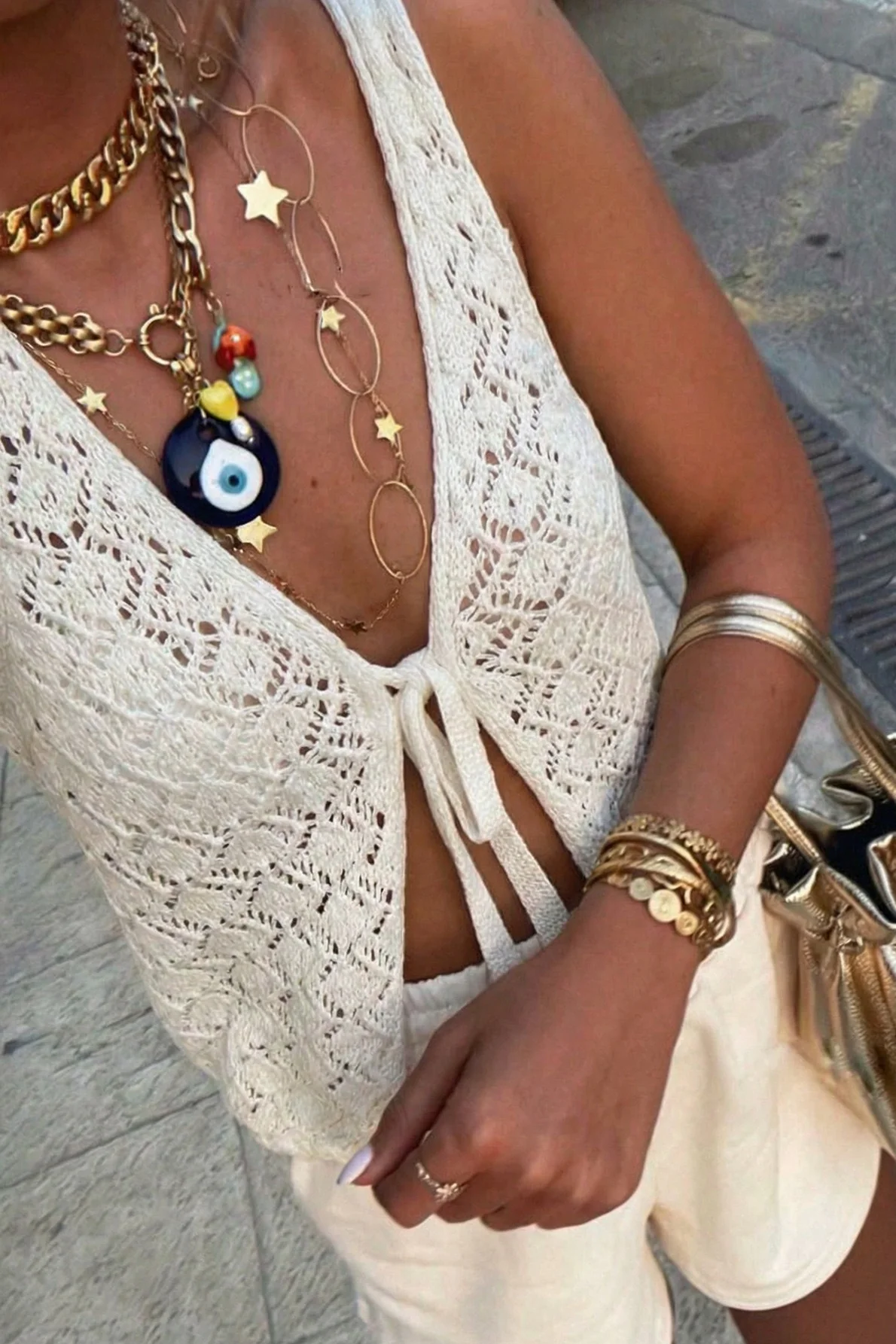 Cutout Knit V Neck Tie Front Casual Tank Top - Image 4