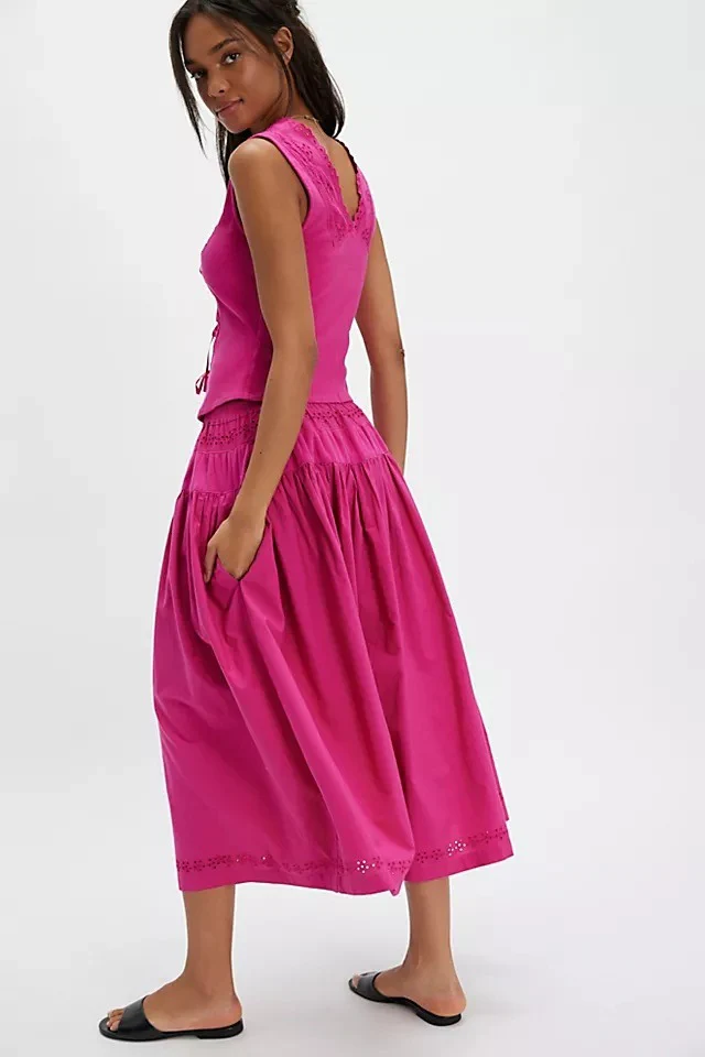 Cutout Lace Patchwork Boho Skirt Set - Image 8