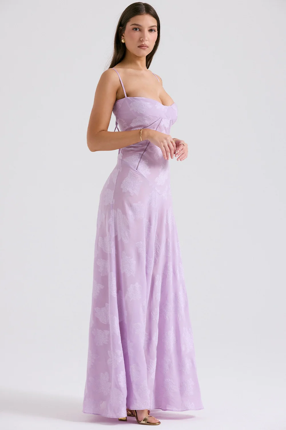Dainty Lace Spaghetti Strap Tie Waist Prom Dress - Image 12