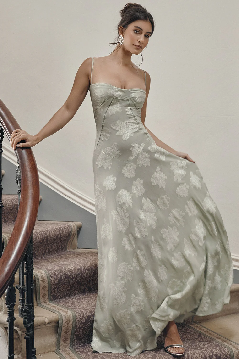 Dainty Lace Spaghetti Strap Tie Waist Prom Dress - Image 14
