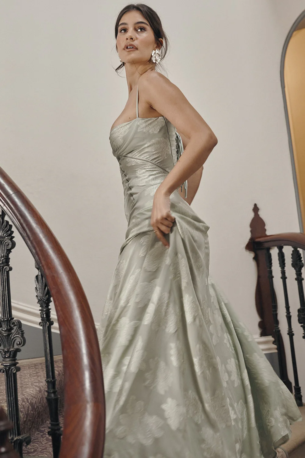 Dainty Lace Spaghetti Strap Tie Waist Prom Dress - Image 15