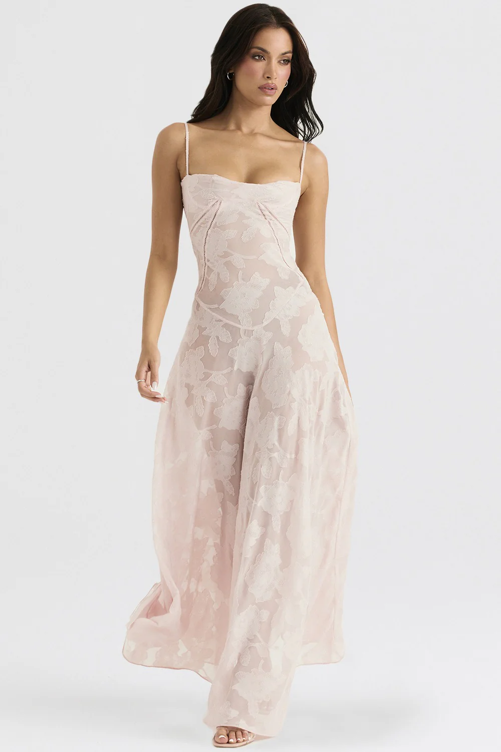 Dainty Lace Spaghetti Strap Tie Waist Prom Dress - Image 4