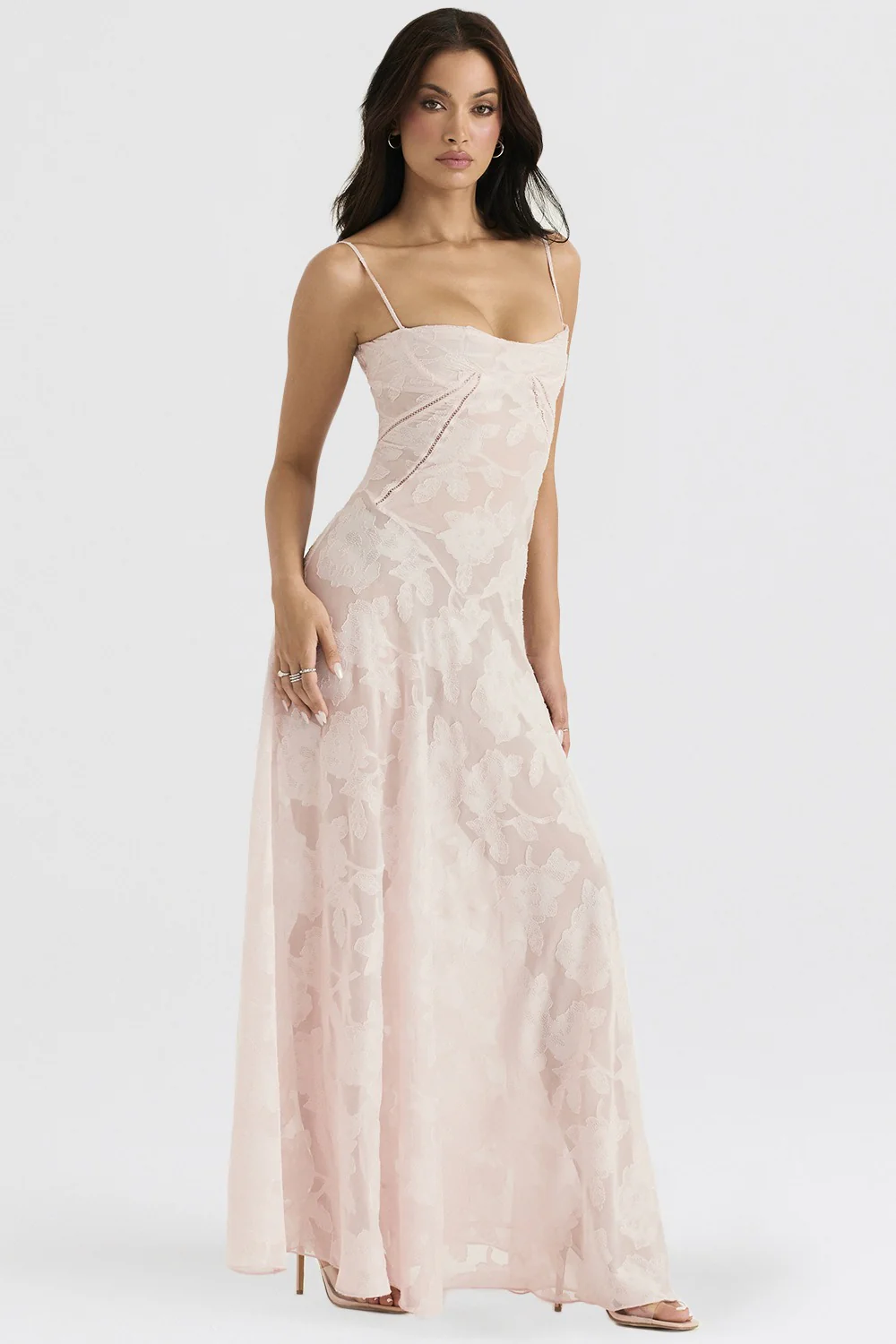 Dainty Lace Spaghetti Strap Tie Waist Prom Dress - Image 5