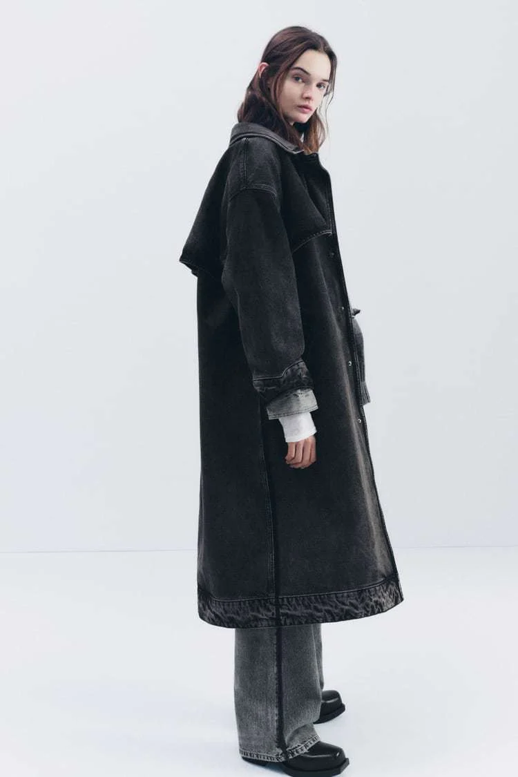 Dark Vintage Relaxed Denim Overcoat - Image 3