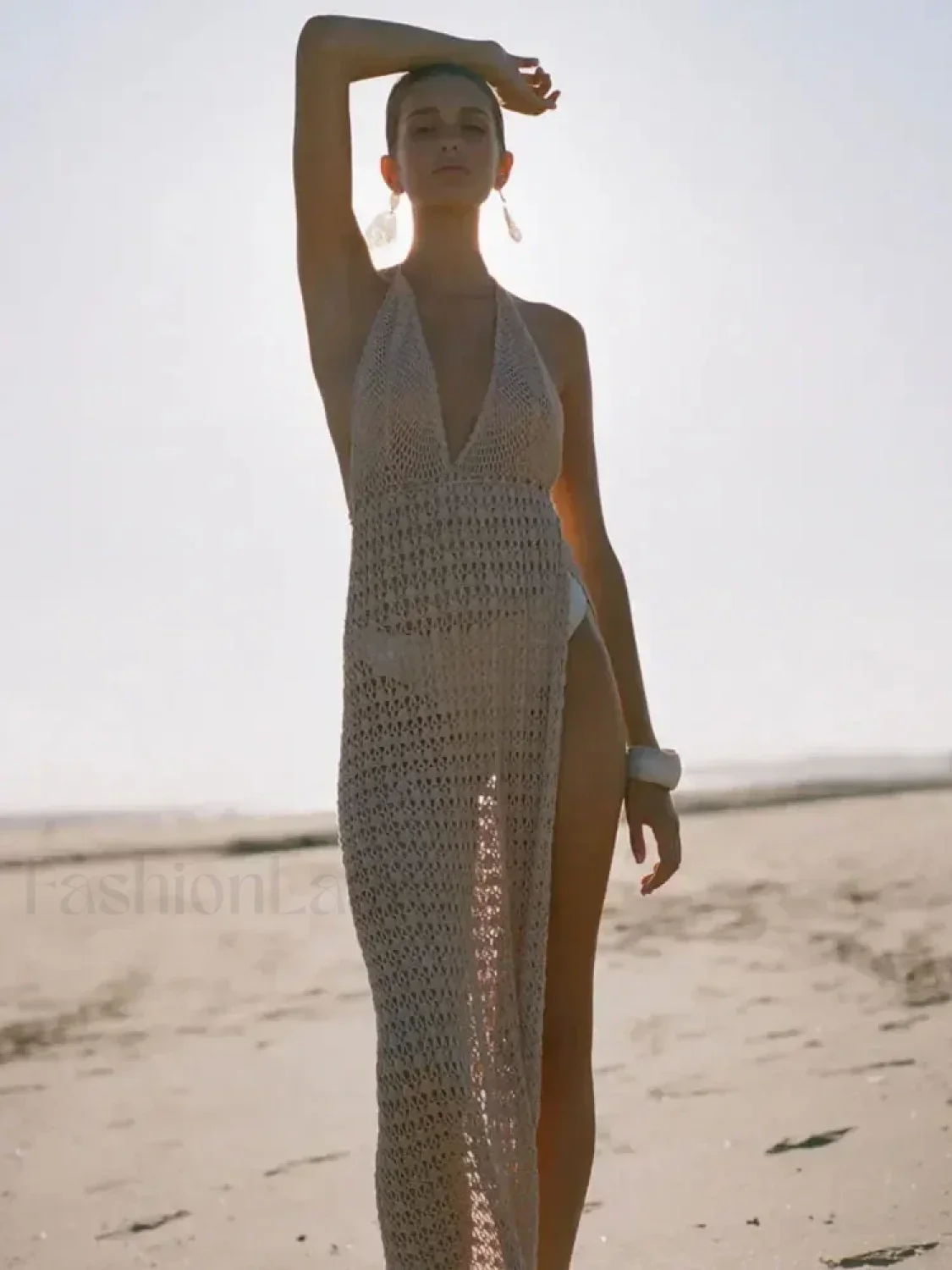 Deep V Backless Slit Maxi Cover Up - Image 6