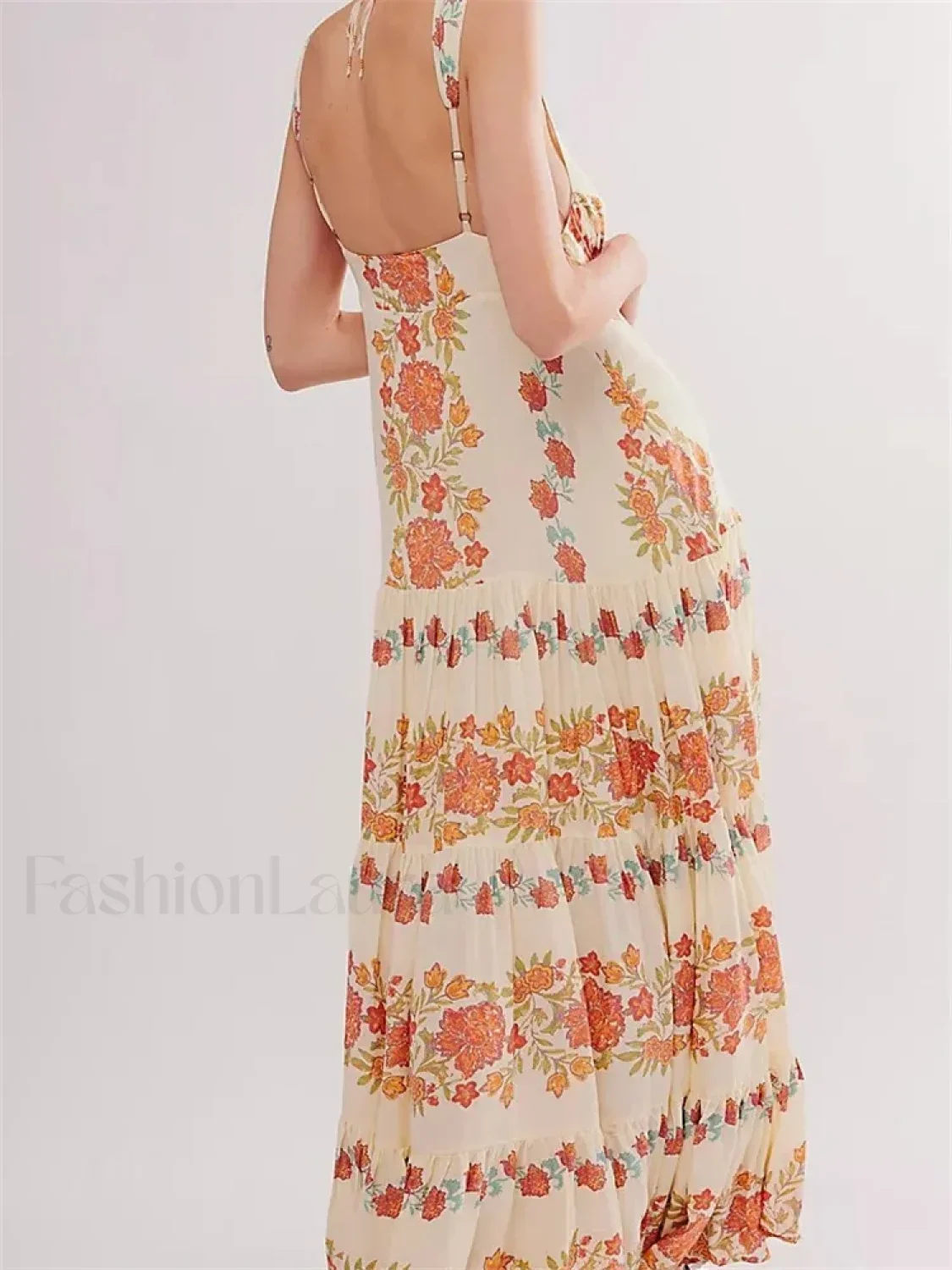 Deep V Floral Loose Casual Maxi Dress - Image 3