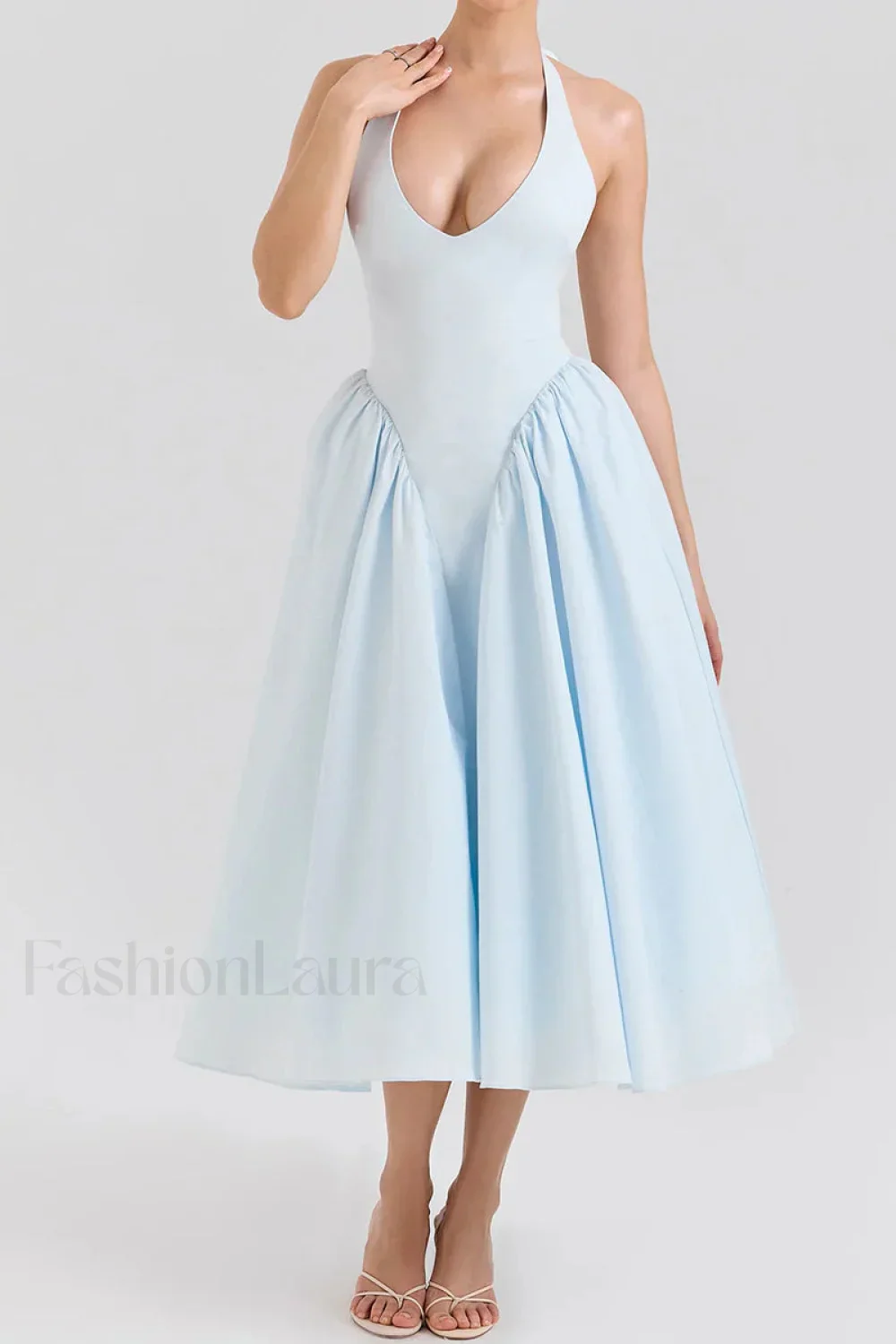 Deep V-Neck Backless Pure Desire White Slim Fit Maxi Dress - Image 23