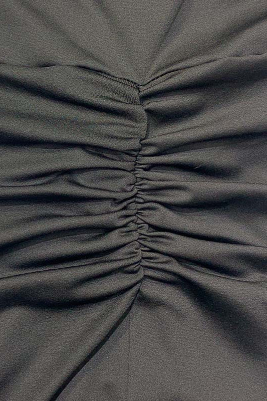 Deep V Neck Ruched Slit Maxi Dress - Image 9
