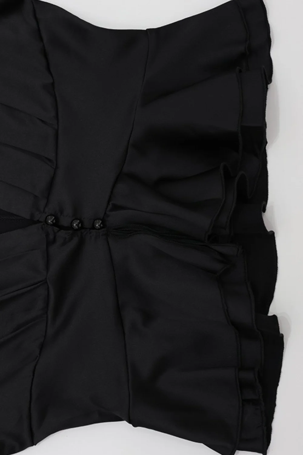 Deep V Neck Waist Cinched Ruffle Hem Shoulder Pad Blouse - Image 10
