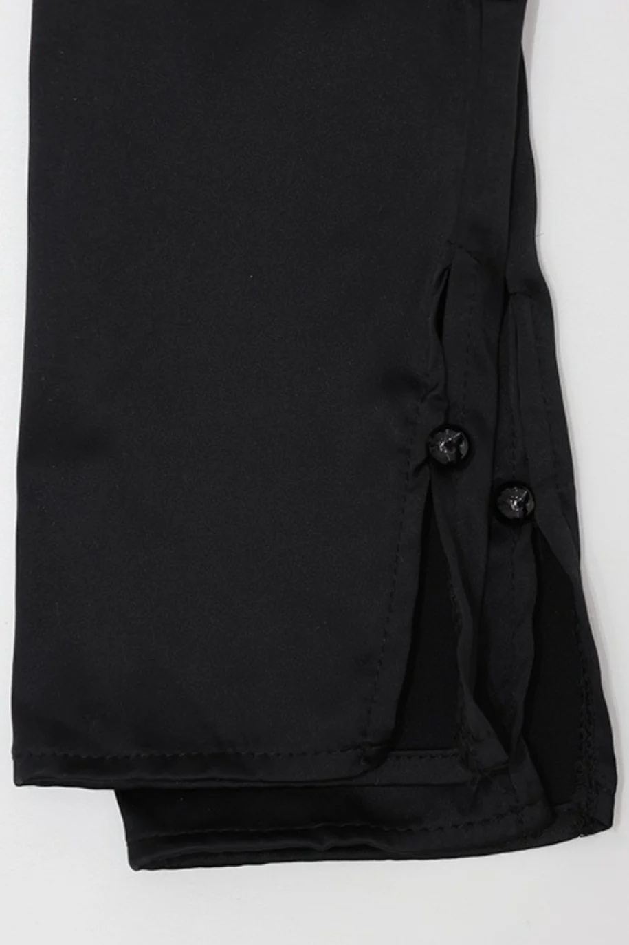 Deep V Neck Waist Cinched Ruffle Hem Shoulder Pad Blouse - Image 11