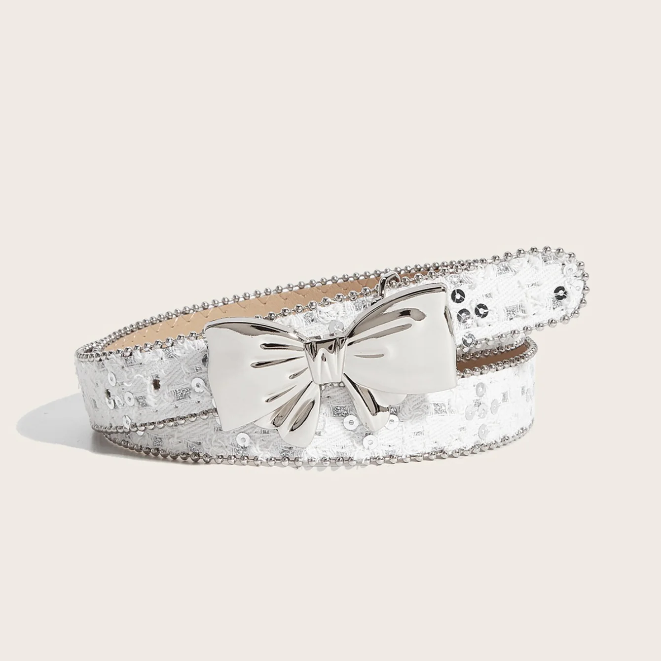 Denim Butterfly Buckle Beaded Statement Belt - Image 15