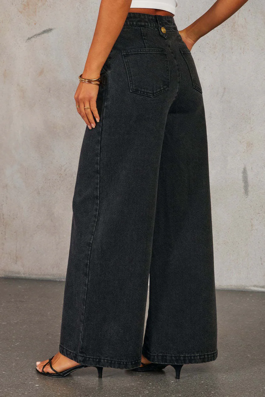 Denim Vest Wide Leg Crop Top Two Piece Pants Set - Image 5