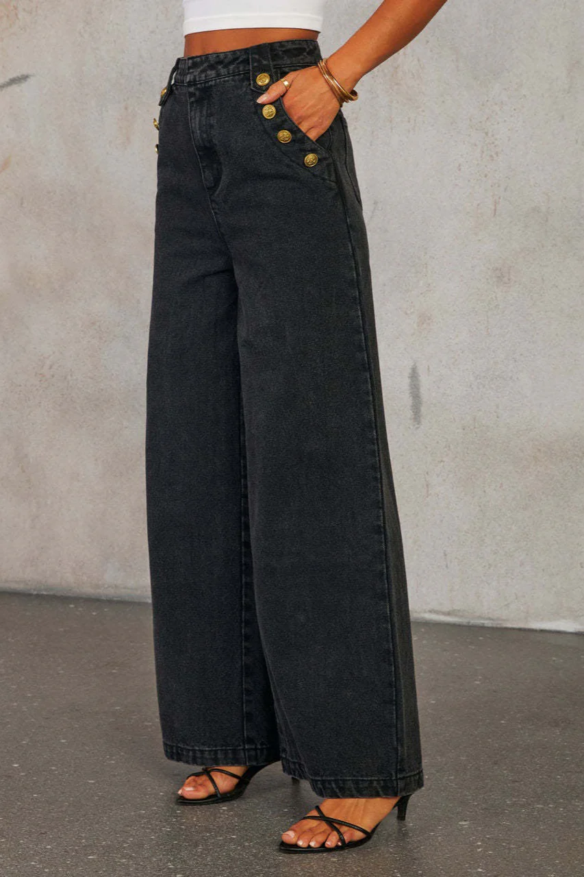 Denim Vest Wide Leg Crop Top Two Piece Pants Set - Image 6