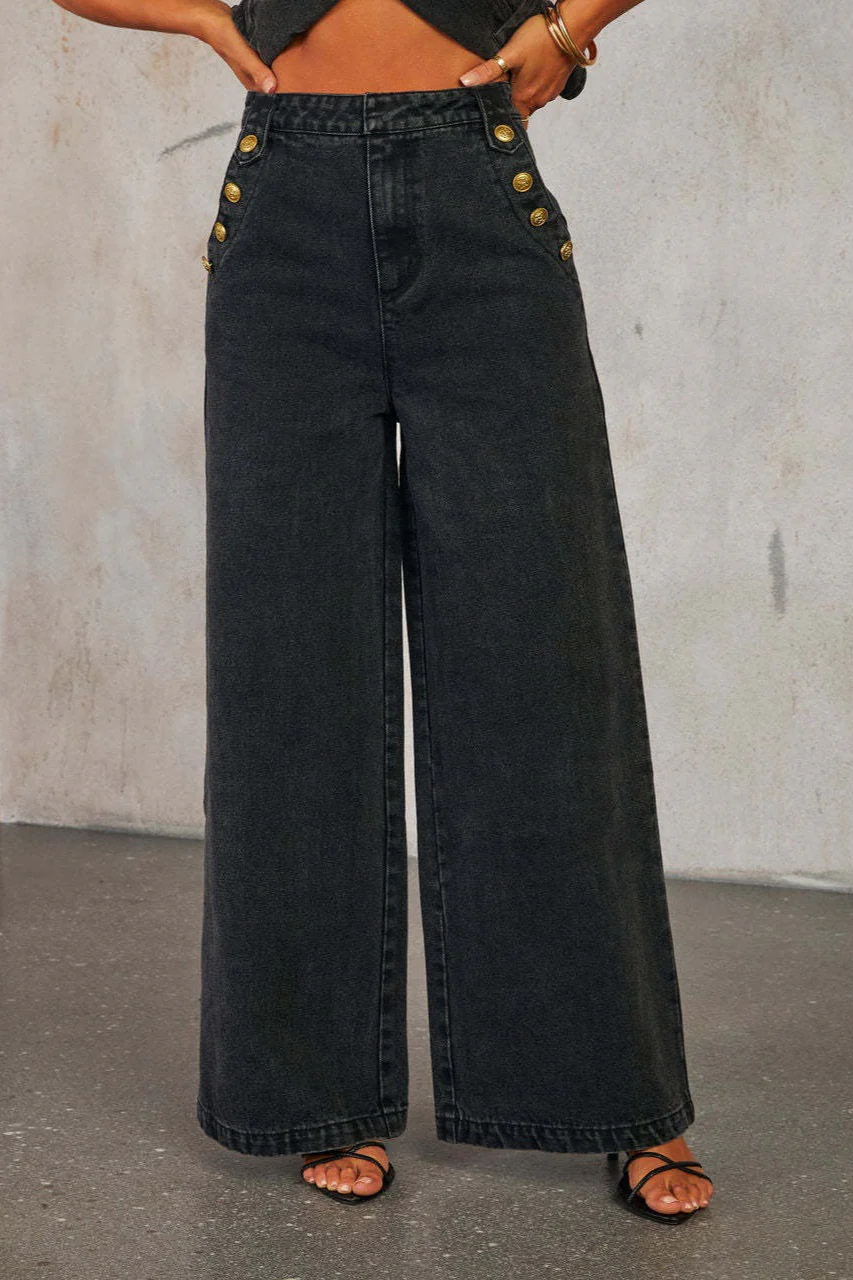Denim Vest Wide Leg Crop Top Two Piece Pants Set - Image 7