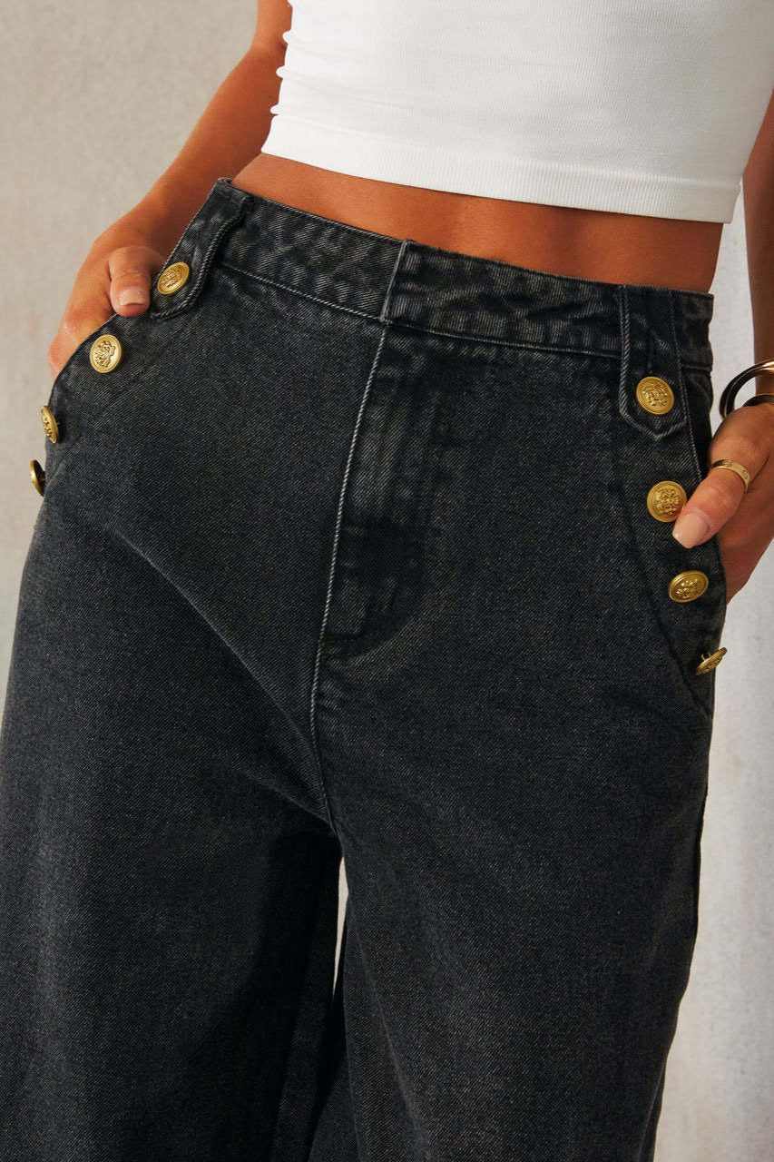 Denim Vest Wide Leg Crop Top Two Piece Pants Set - Image 8