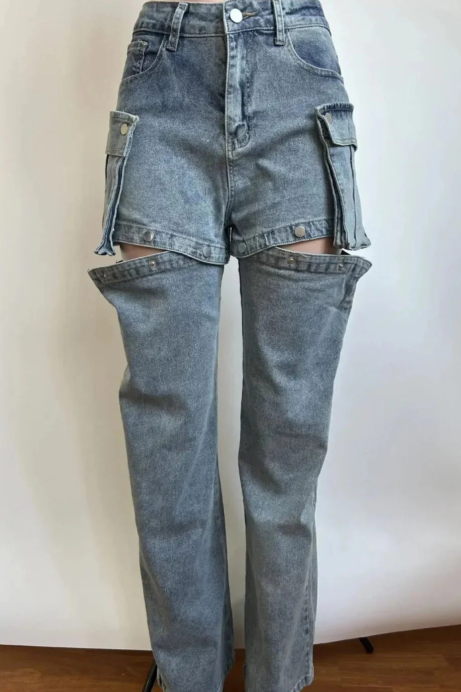 Detachable High Waist Wide Leg Jeans - Image 5